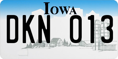 IA license plate DKN013