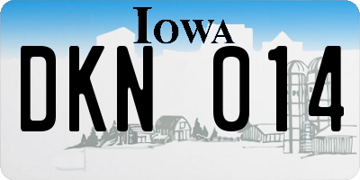 IA license plate DKN014