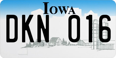 IA license plate DKN016