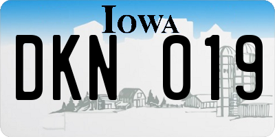 IA license plate DKN019