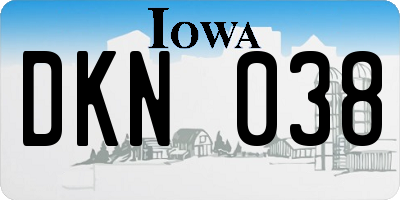 IA license plate DKN038
