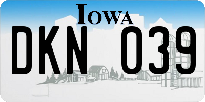 IA license plate DKN039