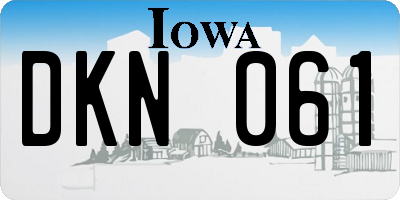 IA license plate DKN061