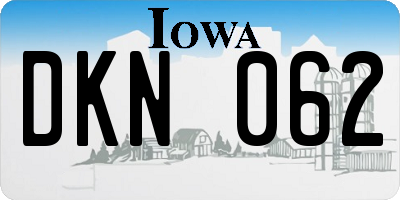 IA license plate DKN062