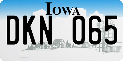 IA license plate DKN065