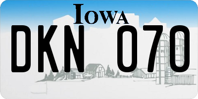 IA license plate DKN070