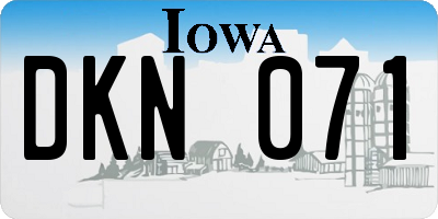 IA license plate DKN071