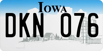 IA license plate DKN076