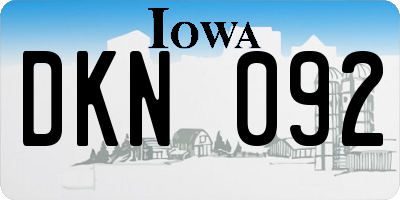 IA license plate DKN092
