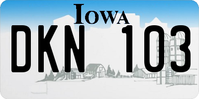 IA license plate DKN103