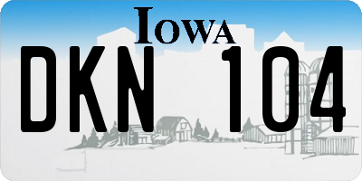 IA license plate DKN104