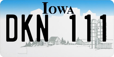 IA license plate DKN111