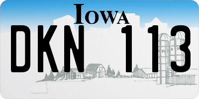 IA license plate DKN113