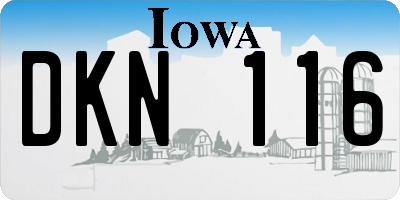 IA license plate DKN116