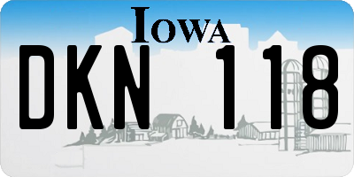 IA license plate DKN118