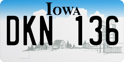 IA license plate DKN136