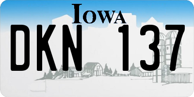 IA license plate DKN137