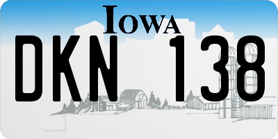 IA license plate DKN138