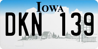 IA license plate DKN139