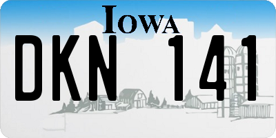 IA license plate DKN141