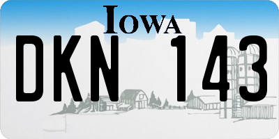 IA license plate DKN143