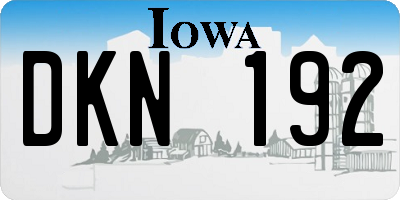 IA license plate DKN192