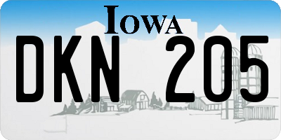 IA license plate DKN205