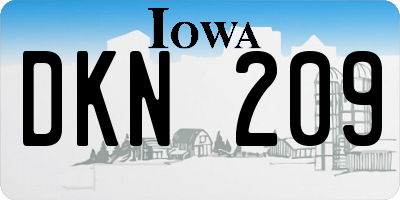 IA license plate DKN209
