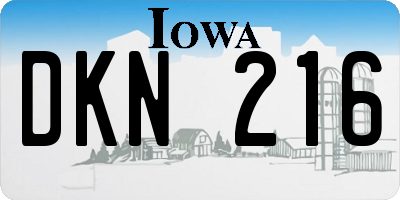 IA license plate DKN216