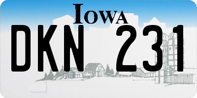 IA license plate DKN231