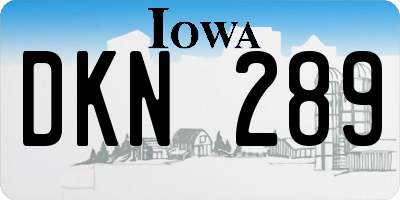 IA license plate DKN289