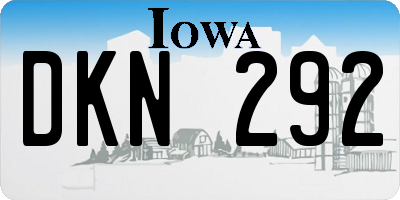 IA license plate DKN292