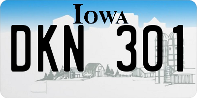 IA license plate DKN301