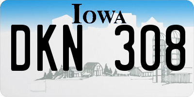 IA license plate DKN308