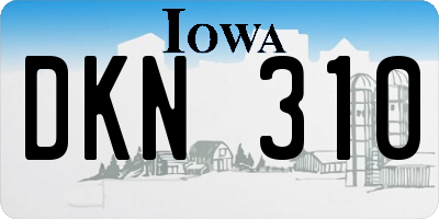 IA license plate DKN310
