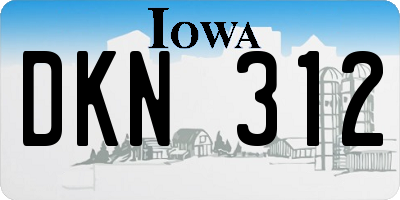 IA license plate DKN312