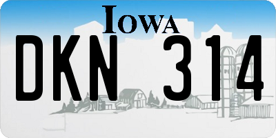 IA license plate DKN314