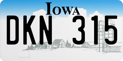 IA license plate DKN315