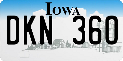 IA license plate DKN360