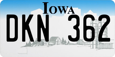 IA license plate DKN362