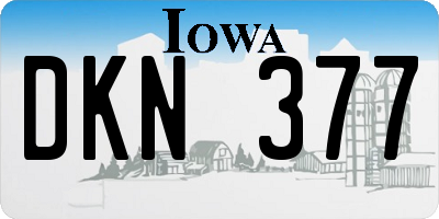 IA license plate DKN377