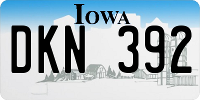 IA license plate DKN392