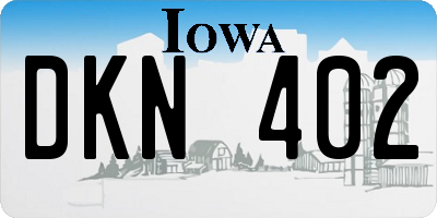 IA license plate DKN402