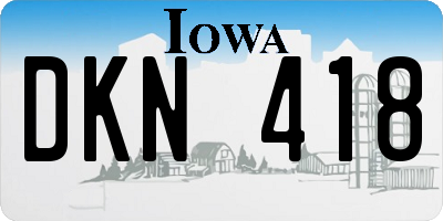 IA license plate DKN418