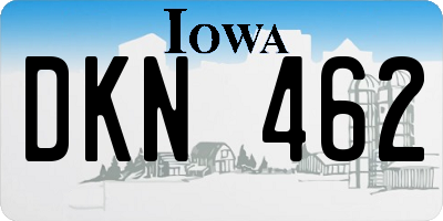 IA license plate DKN462
