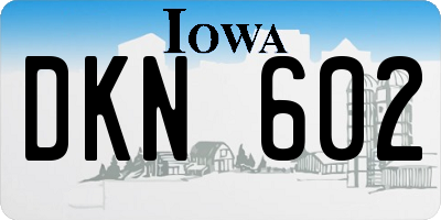IA license plate DKN602