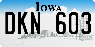 IA license plate DKN603