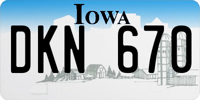 IA license plate DKN670