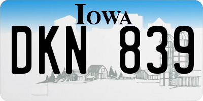 IA license plate DKN839