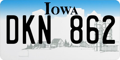 IA license plate DKN862